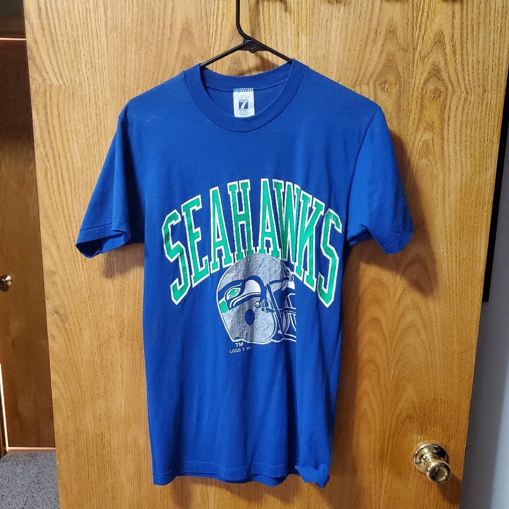 Vintage Seattle Seahawks Shirt Medium Logo 7 70s 80s NFL